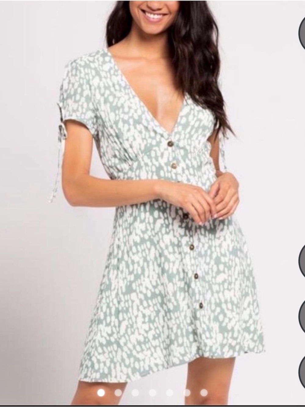 l*space Sage and White Button-Front Mini Dress
